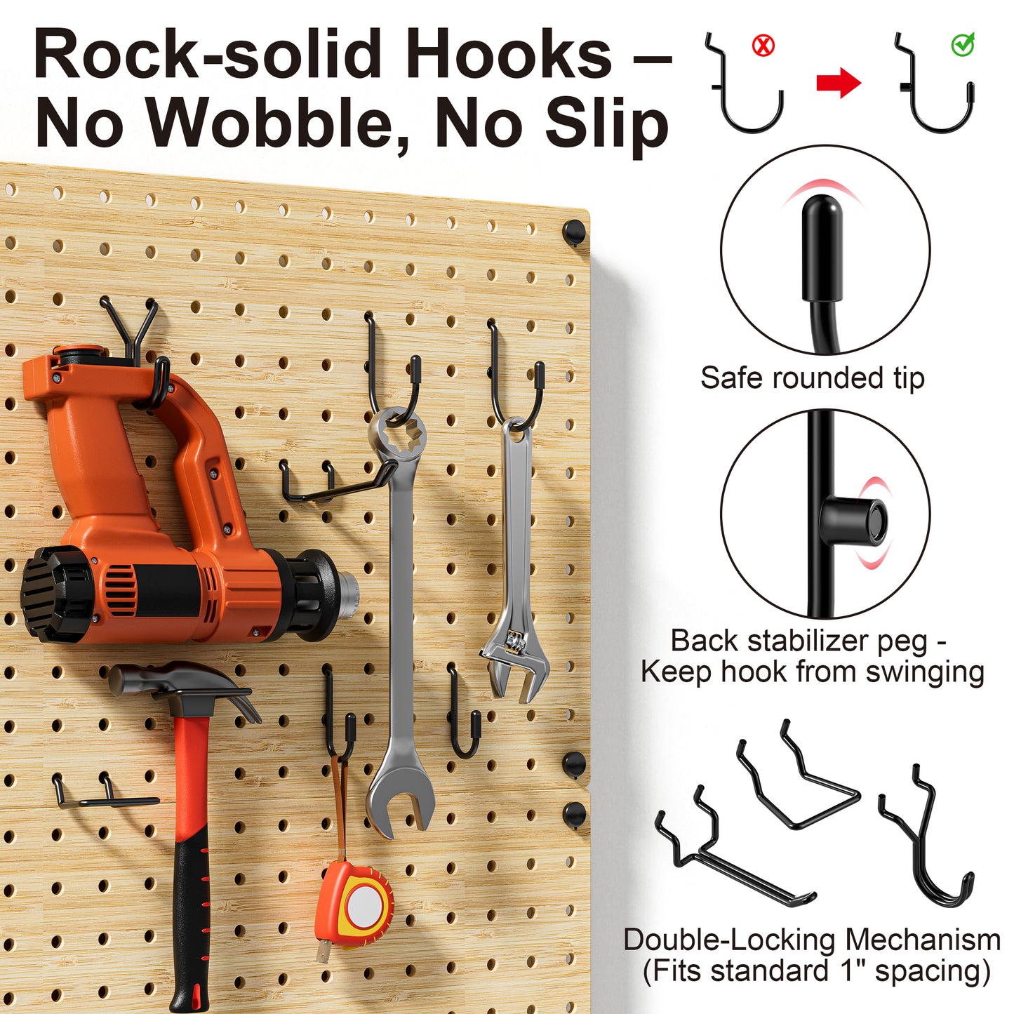 Eco-Friendly Pegboard Organizer Set with 35 Hooks