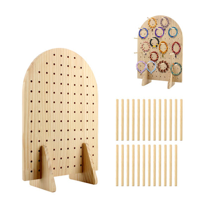 Wooden Pegboard Display Stand with 25 Pcs Dowel Rods