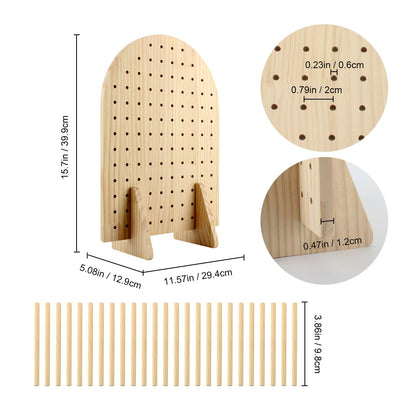 Wooden Pegboard Display Stand with 25 Pcs Dowel Rods