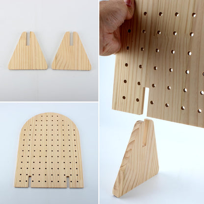 Wooden Pegboard Display Stand with 25 Pcs Dowel Rods
