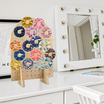 Wooden Pegboard Display Stand with 25 Pcs Dowel Rods