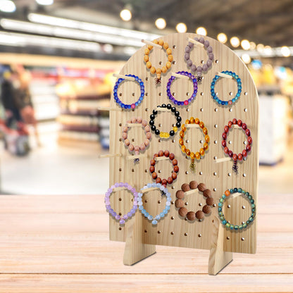 Wooden Pegboard Display Stand with 25 Pcs Dowel Rods