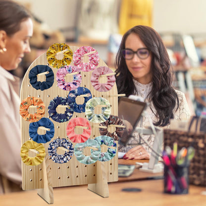 Wooden Pegboard Display Stand with 25 Pcs Dowel Rods